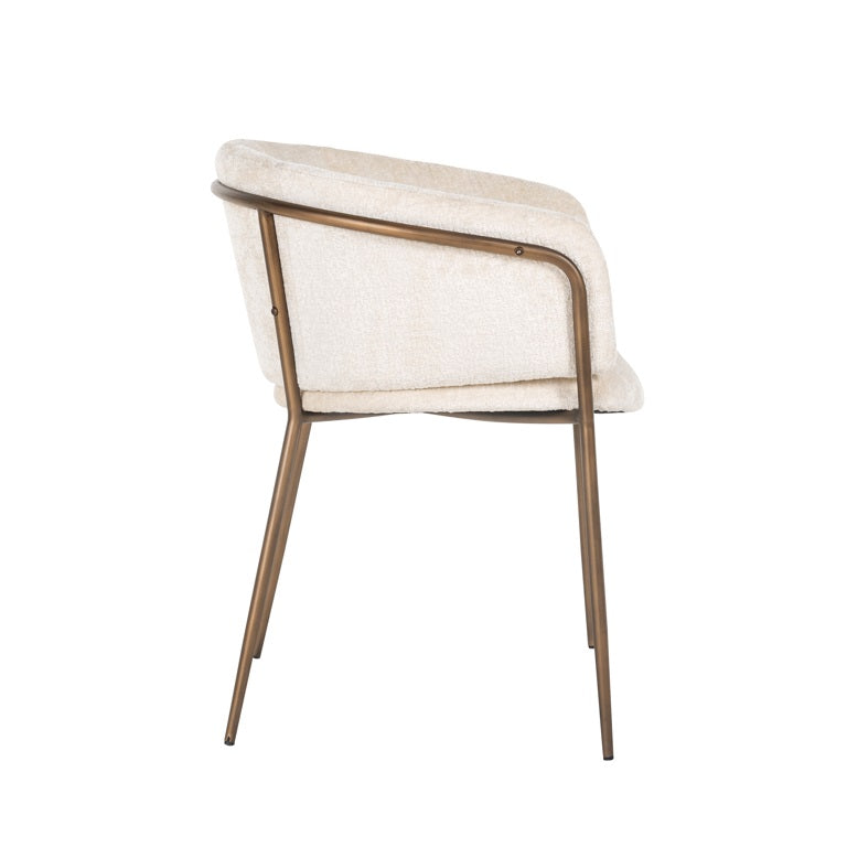 Boucle white chair with brass