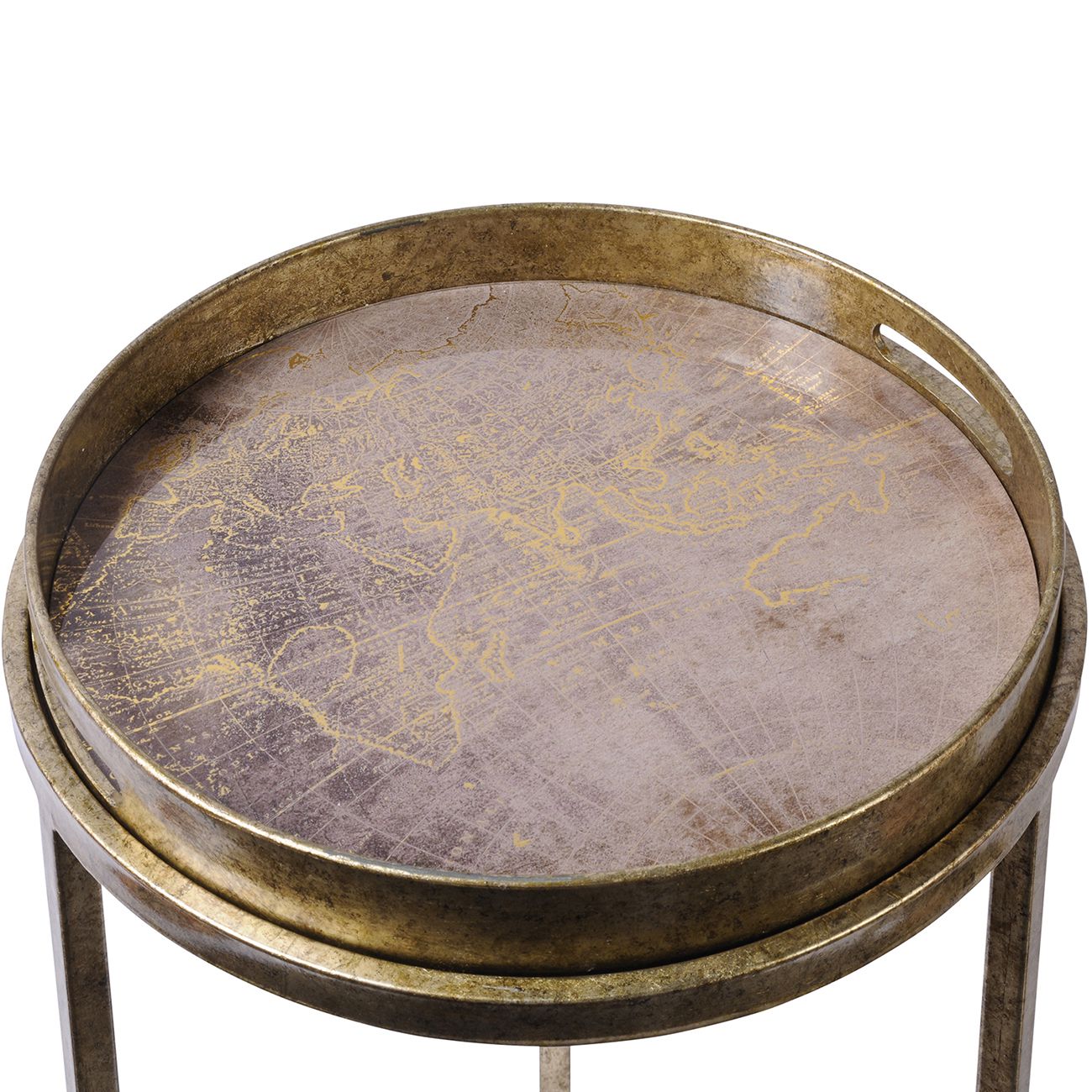 Vienna Antique Gold Atlas Set Of 2 Side Tables