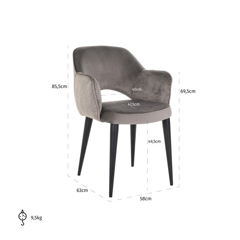 Grey velvet dining chair