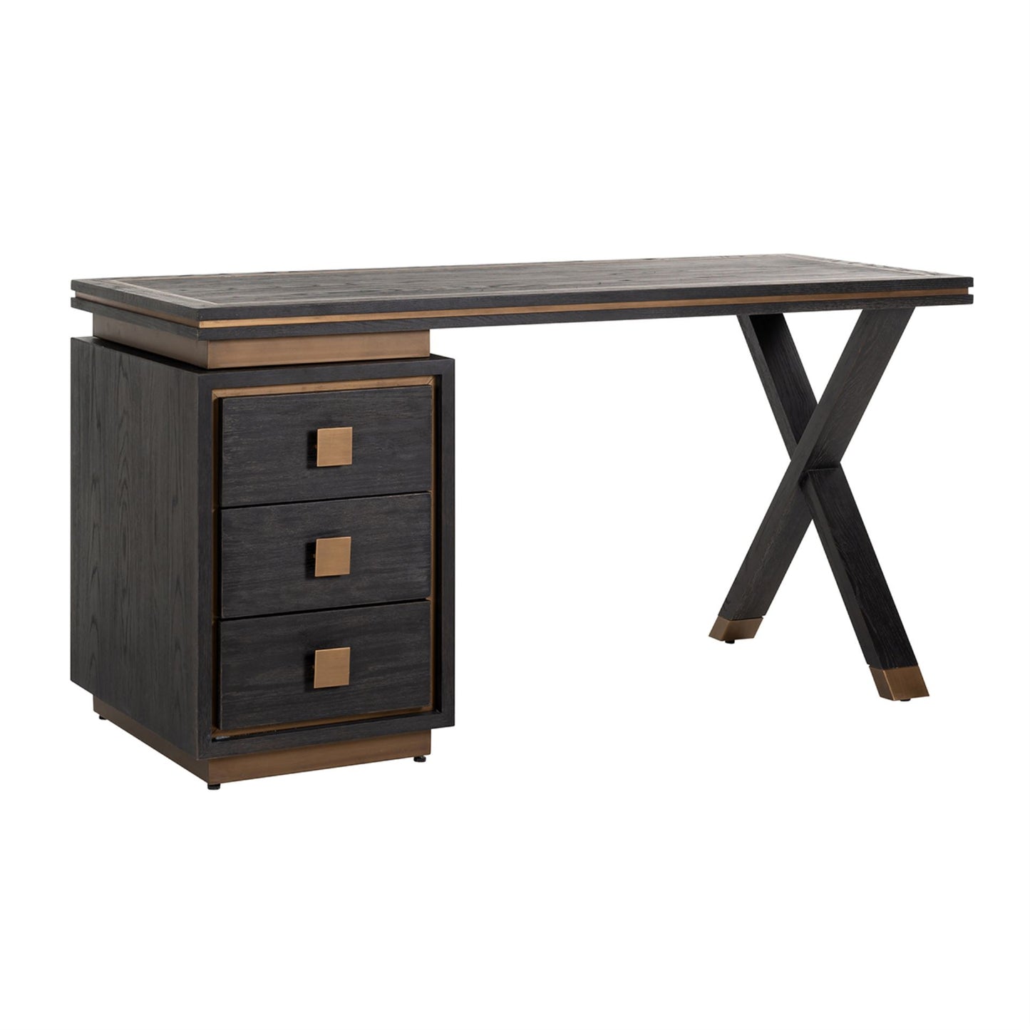 Desk Hunter 3-drawers (Black rustic)