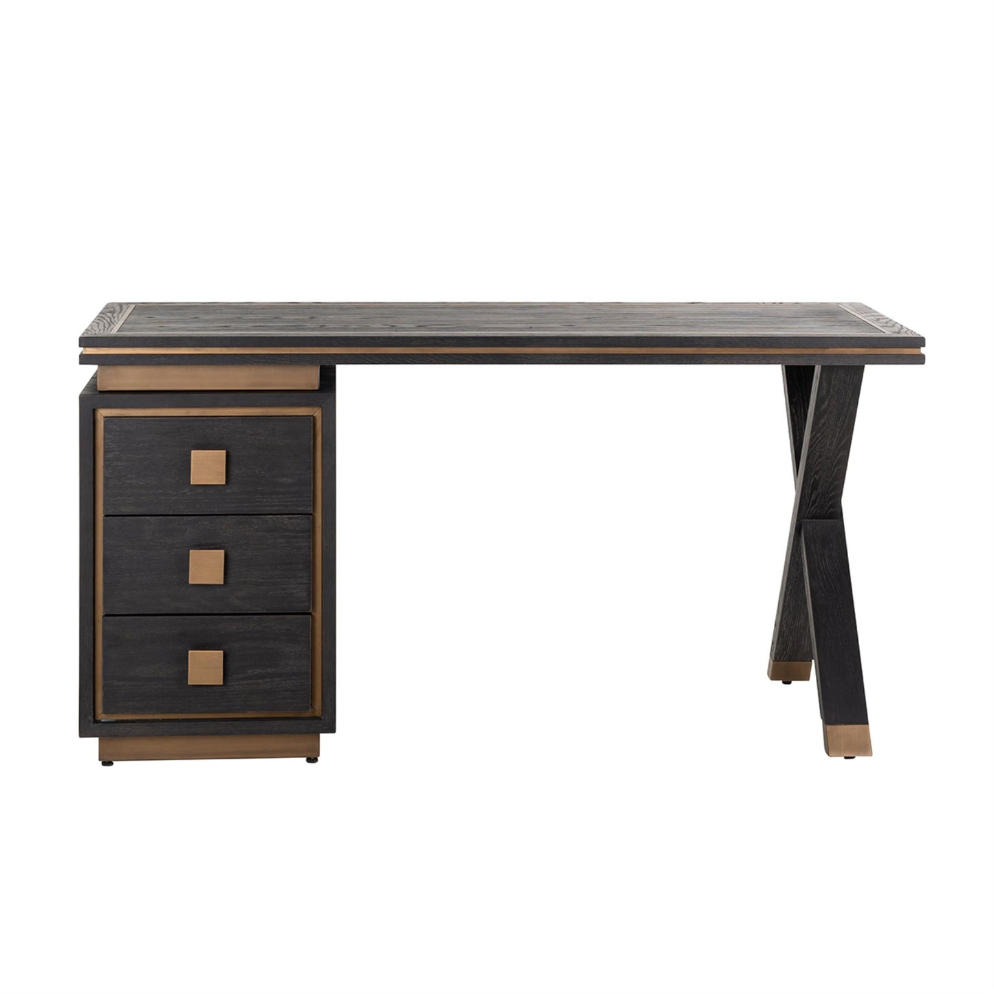 Desk Hunter 3-drawers (Black rustic)