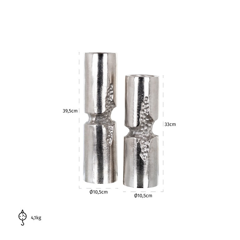 Candle holder Osiris set of 2 (Silver/ Black&Gold)