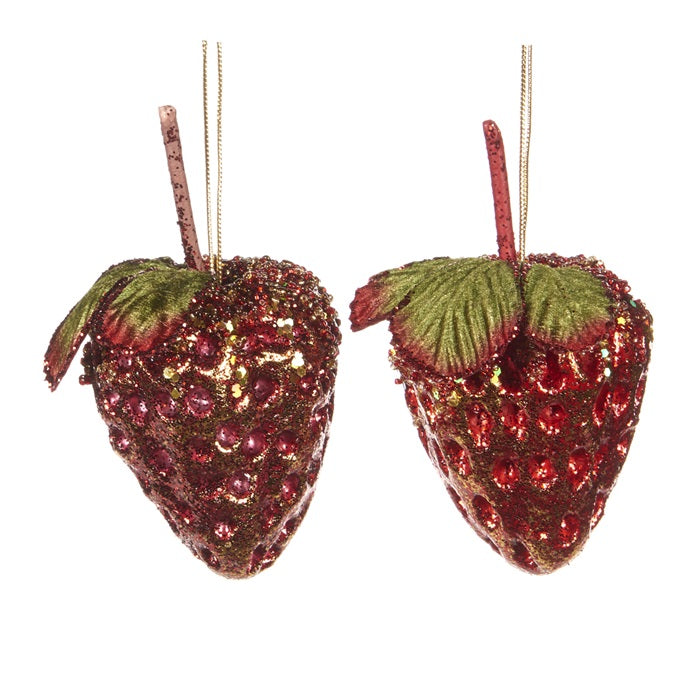 GLITTER STRAWBERRY ORNAMENT 14CM GOODWILL COLLECTION