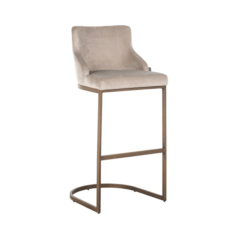 Bar Stool Bolton Khaki velvet / brushed gold