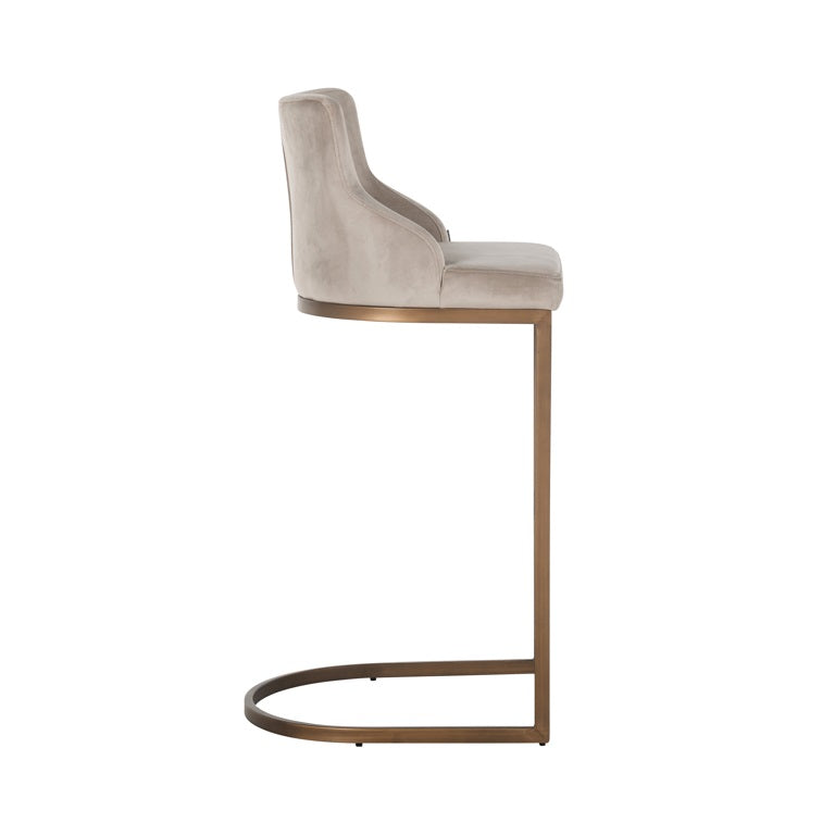 Bar Stool Bolton Khaki velvet / brushed gold