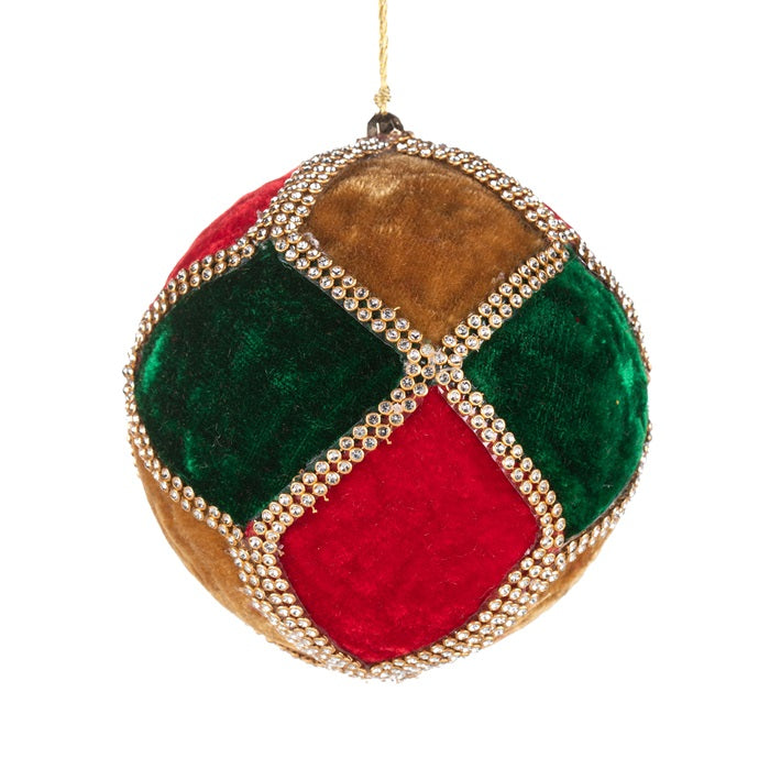 VELVET RED,GREEN&GOLD BAUBLE 10CM GOODWILL COLLECTION