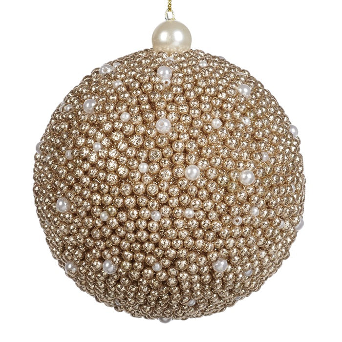 GLITTER BEARL BAUBLE GOLD 10CM GOODWILL COLLECTION