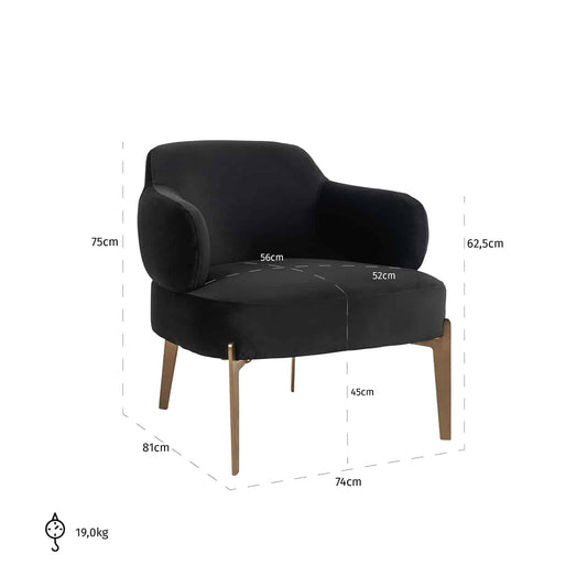 Venus Black Arm Chair