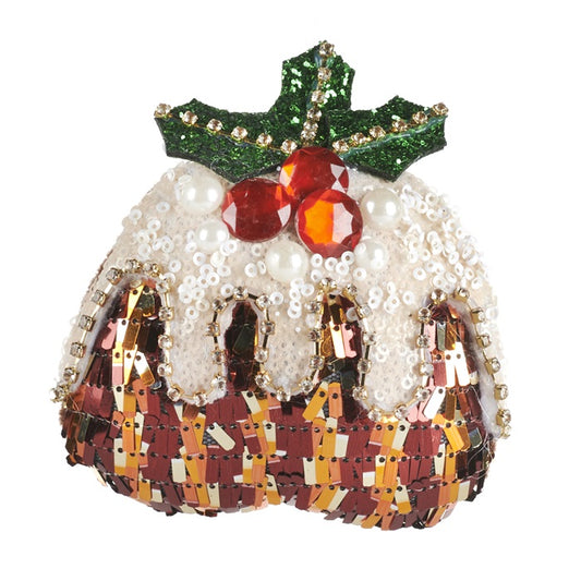 FABRIC SEQUIN CHRISTMAS PUDDING 11.5CM GOODWILL COLLECTIONp