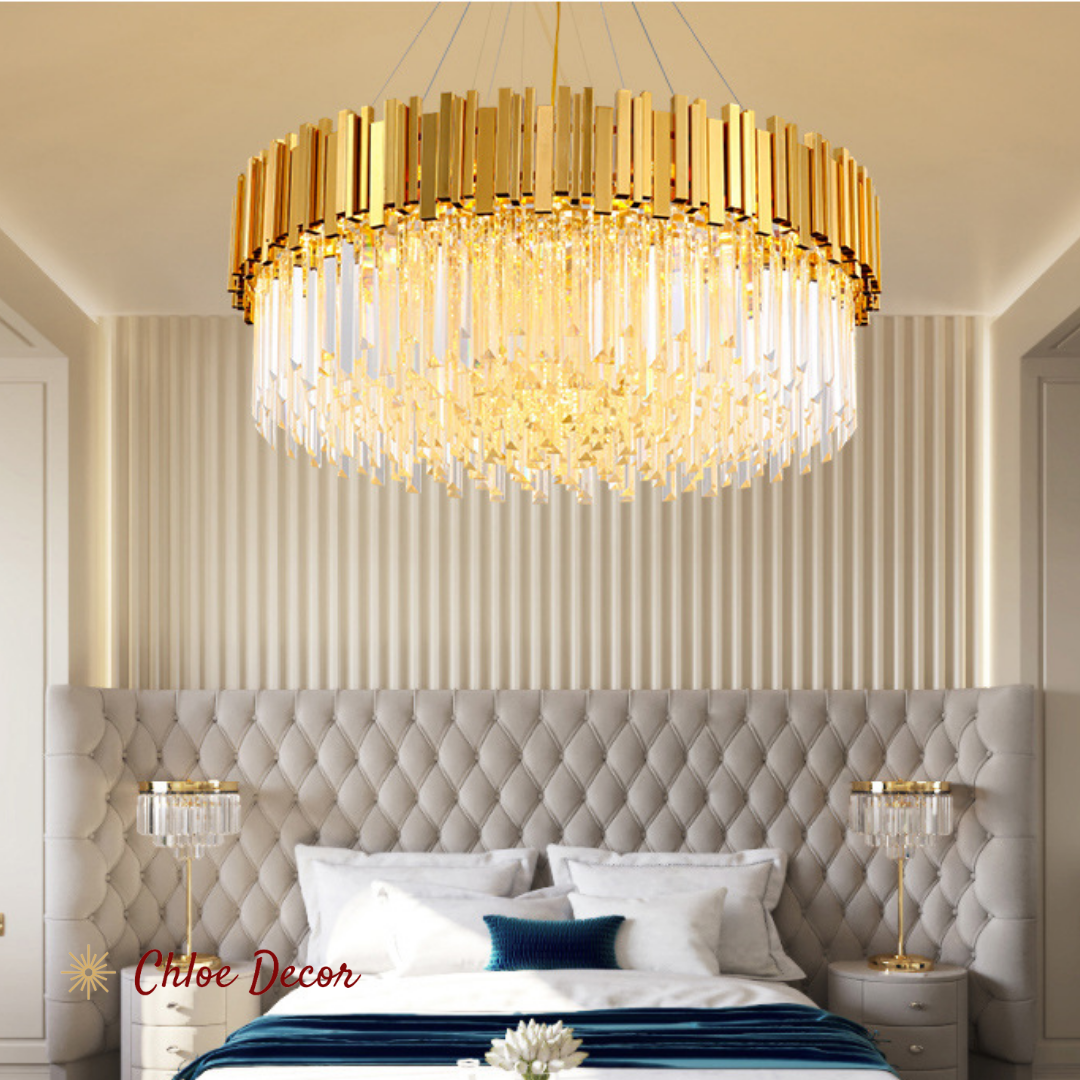 Luxury Round Gold Crystal Ceiling Light