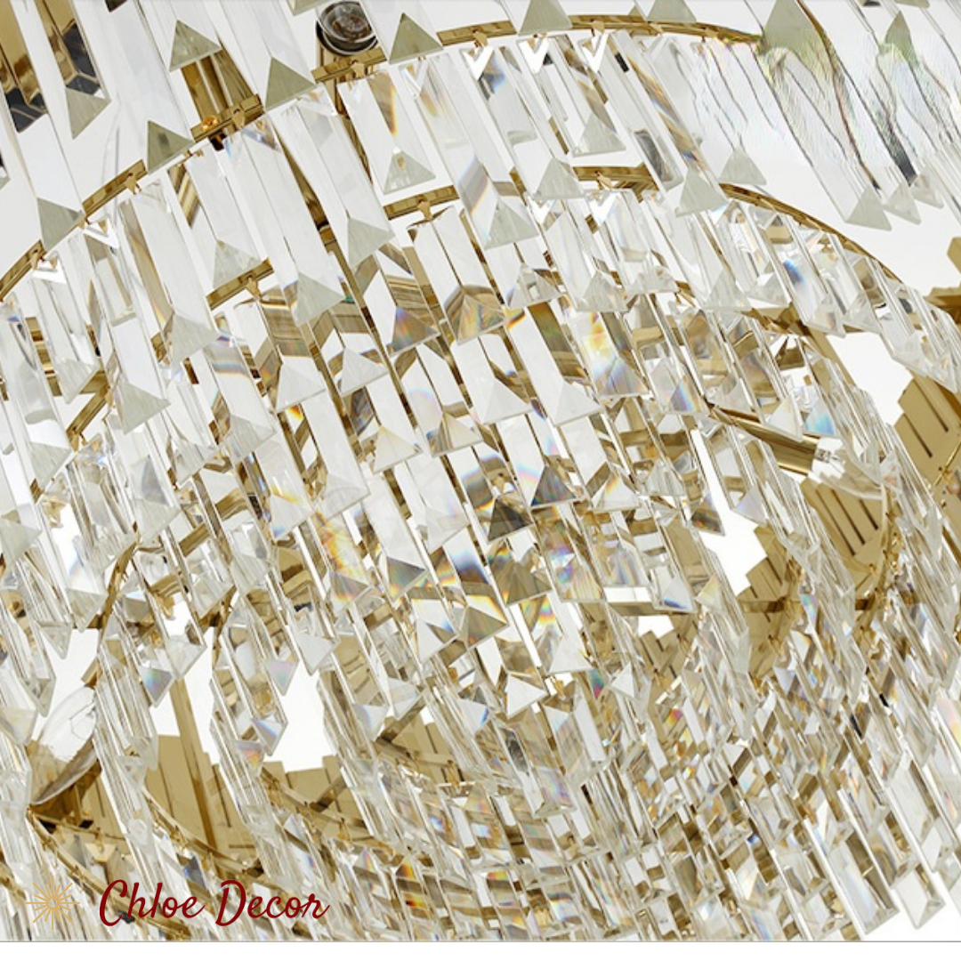 Luxury Round Gold Crystal Ceiling Light