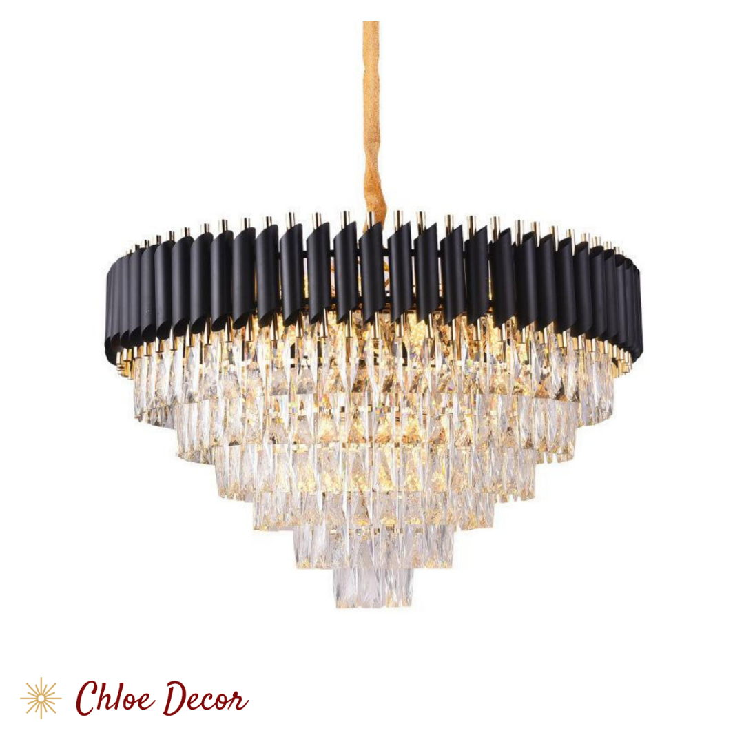 Luxury Black and Gold Crystal Chandelier