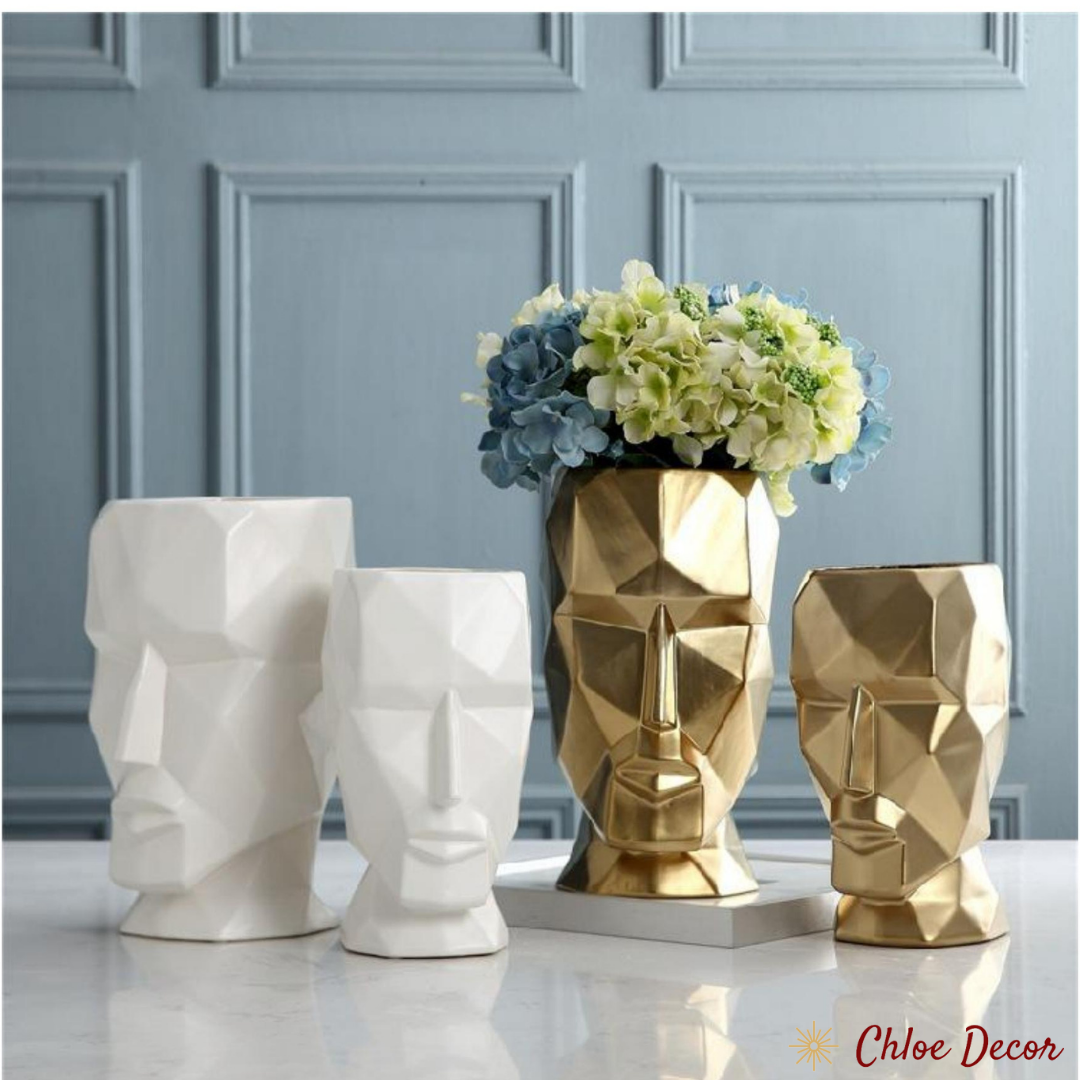 Gold Face Ceramic Vase