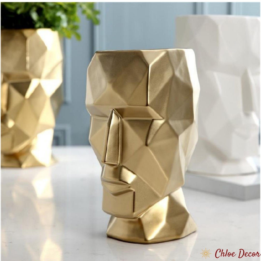 Gold Face Ceramic Vase