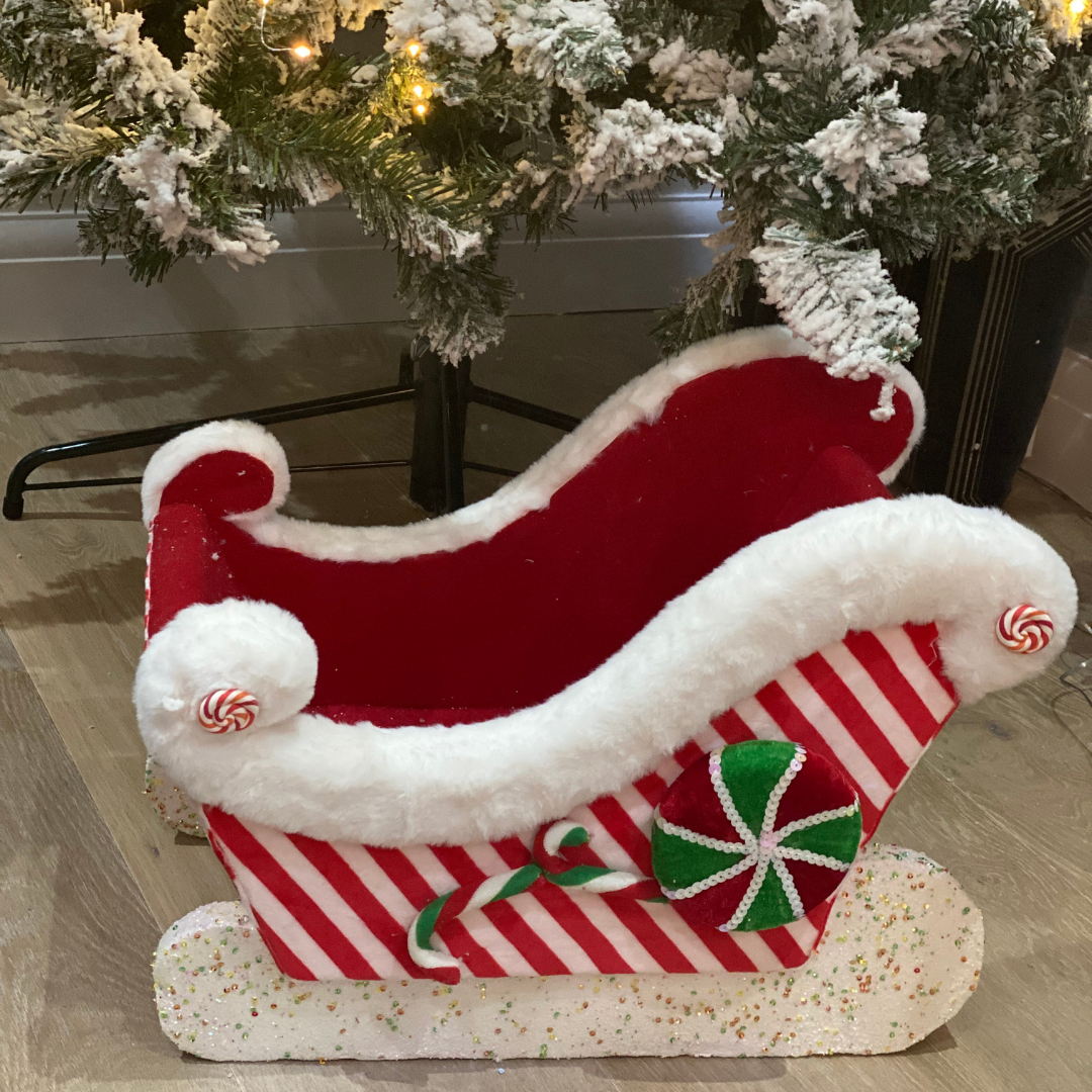 Candy Cane Sleigh Red&White 46cm