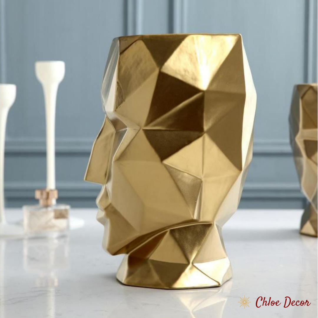 Gold Face Ceramic Vase