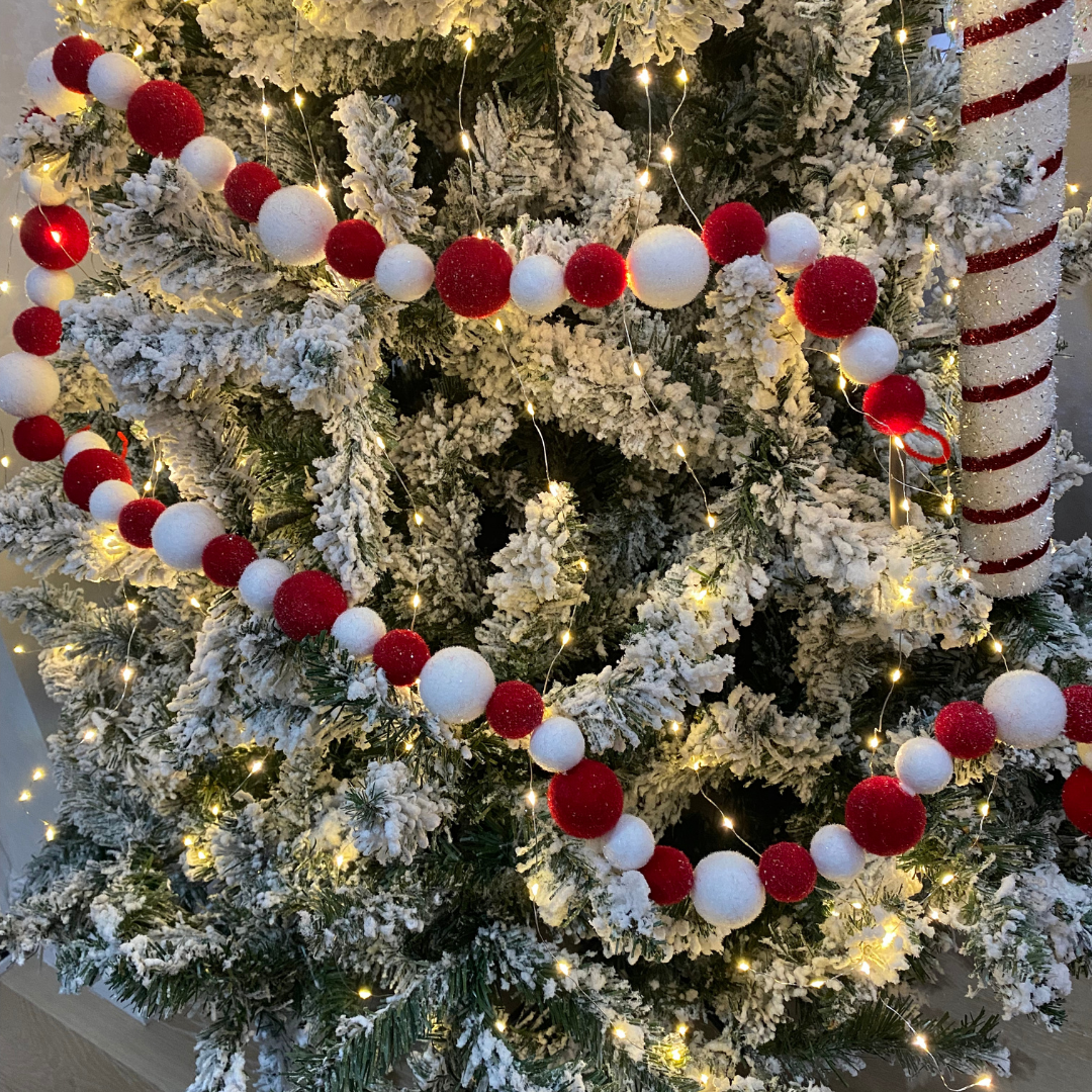 Candy Cane Ball Garland Red&White