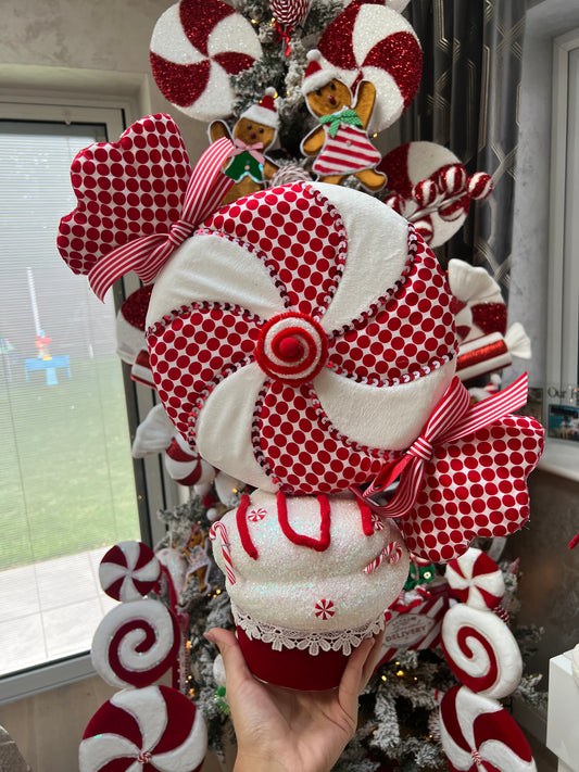 Candy Cane Cupcake With SweetRed&White 47cm