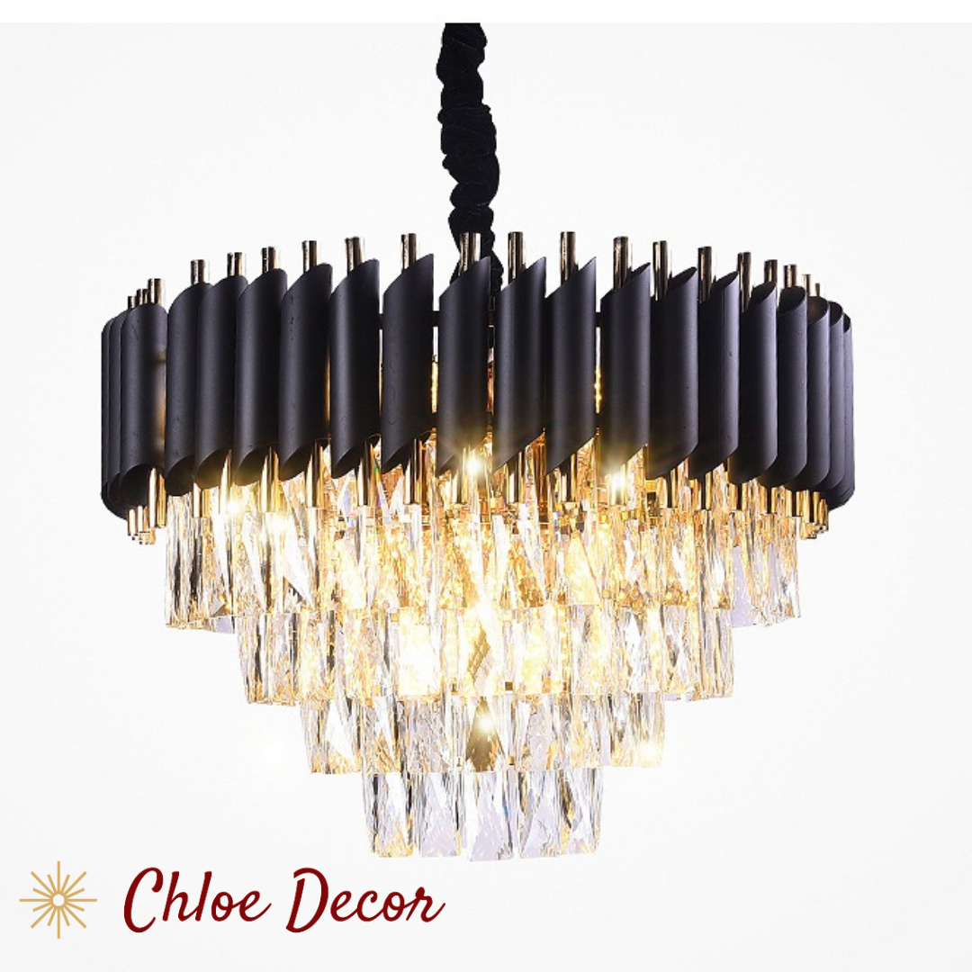 Luxury Black and Gold Crystal Chandelier