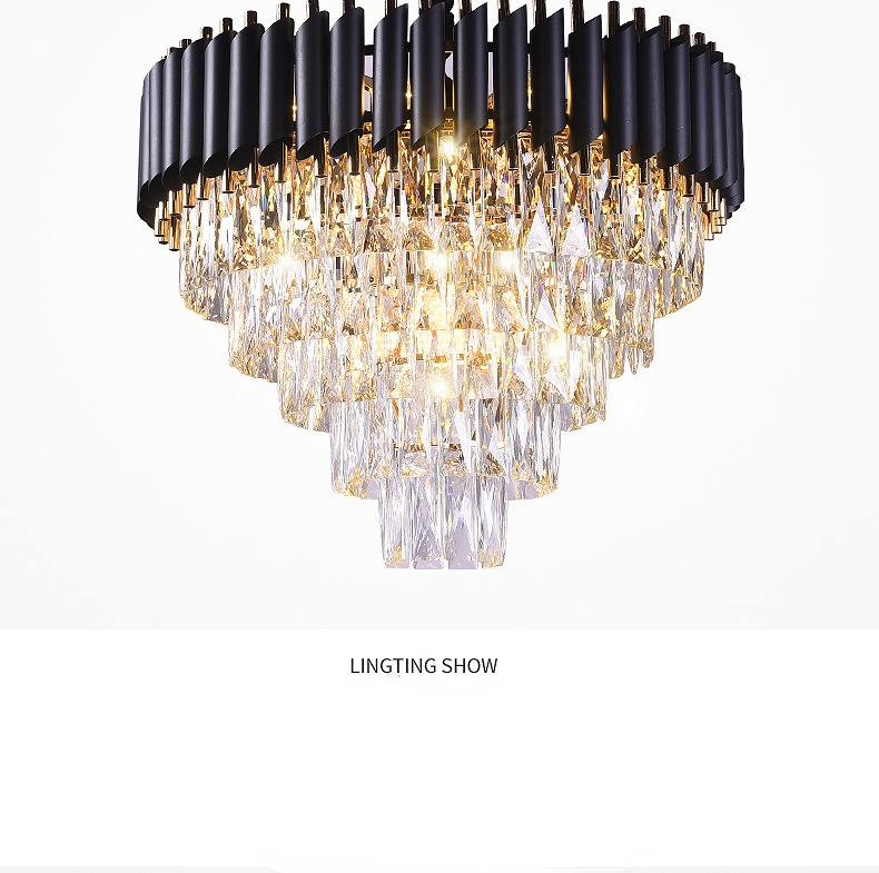 Luxury Black and Gold Crystal Chandelier